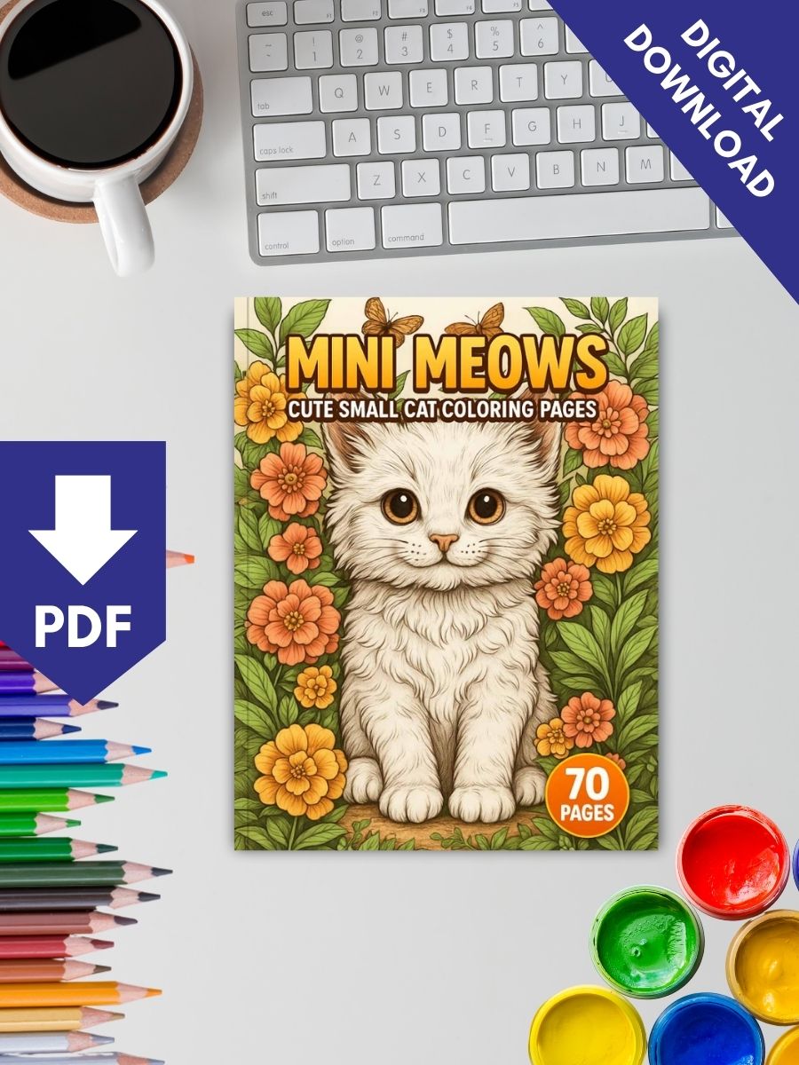 Mini Meows – 70 Cute Small Cat Colouring Pages - Image 2