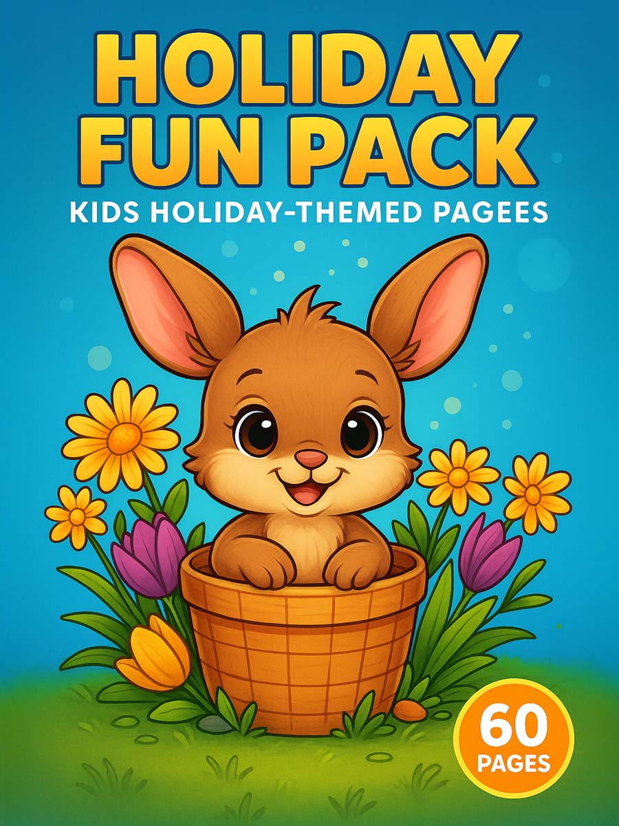 Holiday Fun Pack – 60 Kids Holiday-Themed Colouring Pages