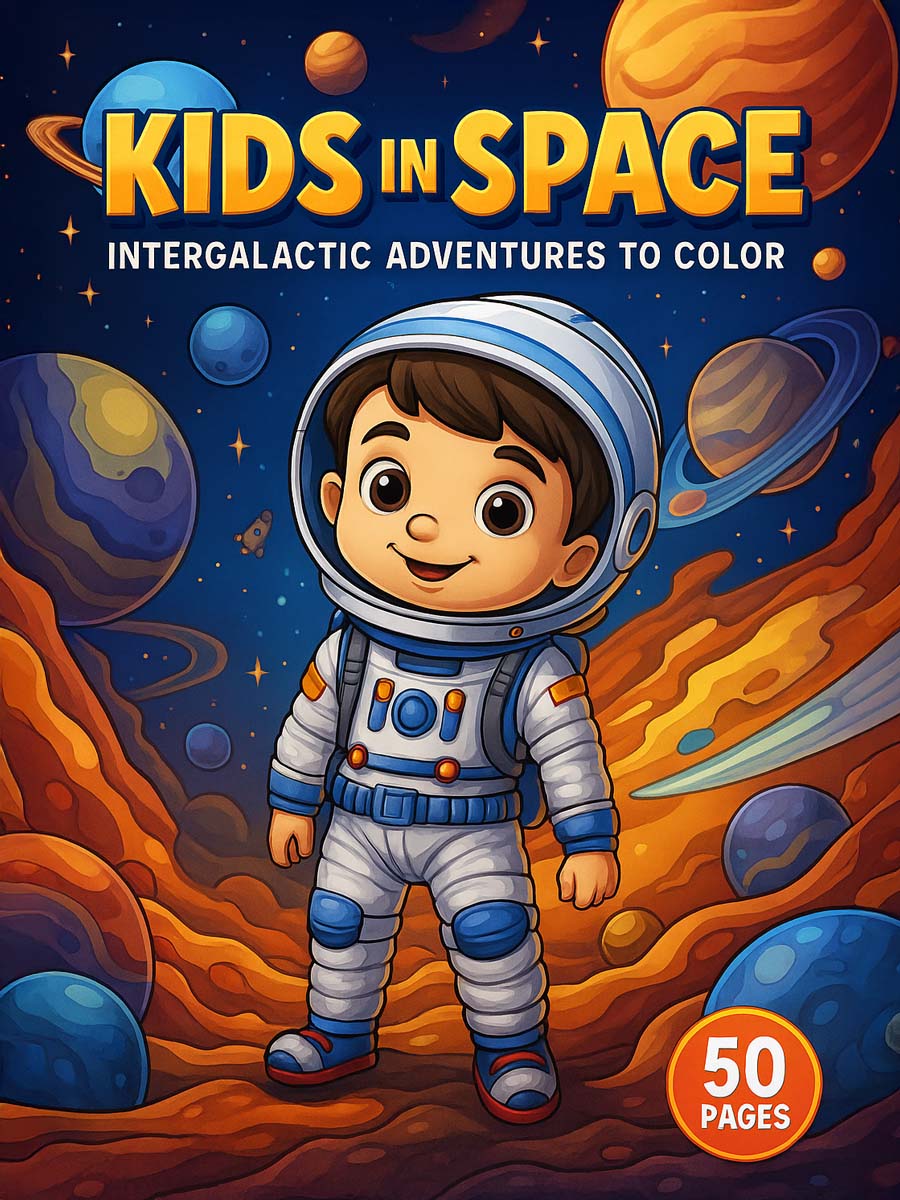 Kids in Space – 50 Intergalactic Adventures to Colour
