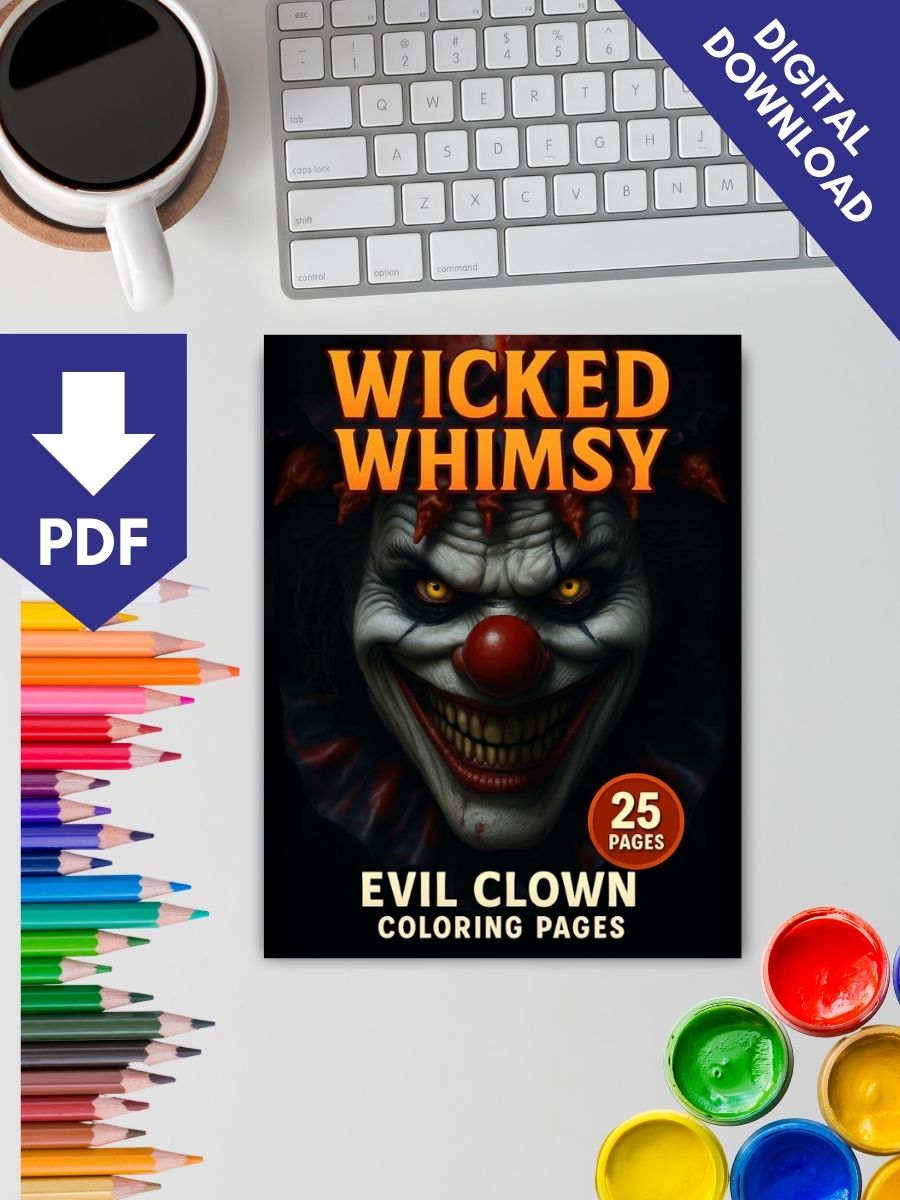 Wicked Whimsy – 25 Evil Clown Colouring Pages - Image 2