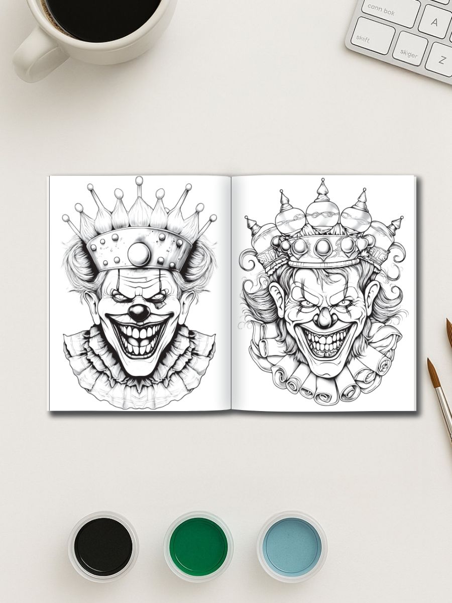 Wicked Whimsy – 25 Evil Clown Colouring Pages - Image 3
