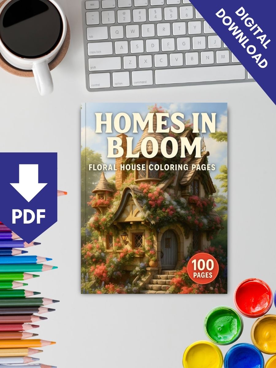 Homes in Bloom – 100 Floral House Colouring Pages - Image 2