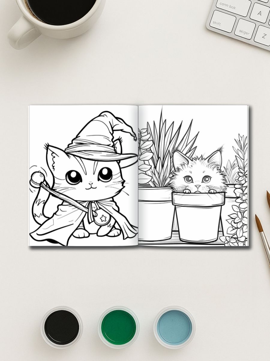 Purrfectly Kawaii – 160 Cute Cat Colouring Pages - Image 3