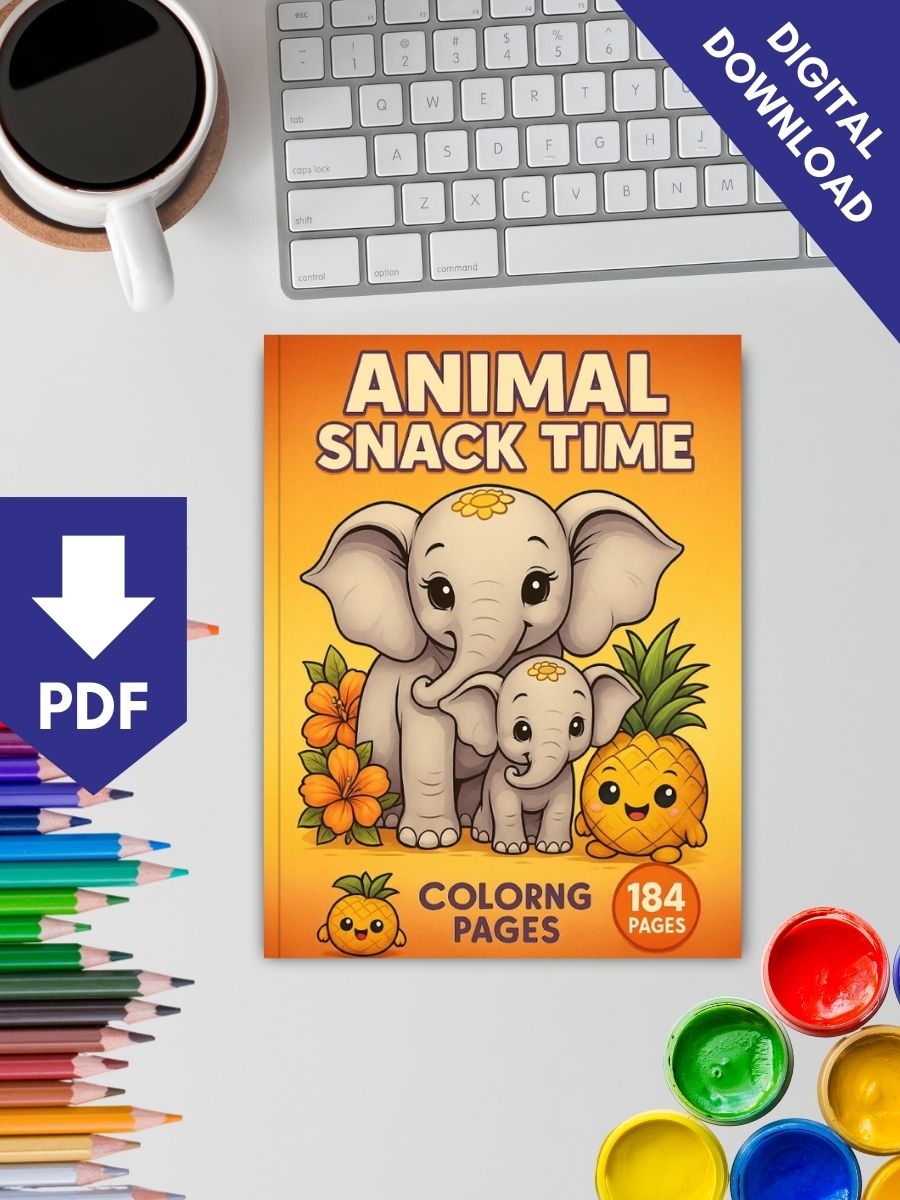 Animal & Snack Time – 184 Animals & Fruits Colouring Pages for Kids - Image 2