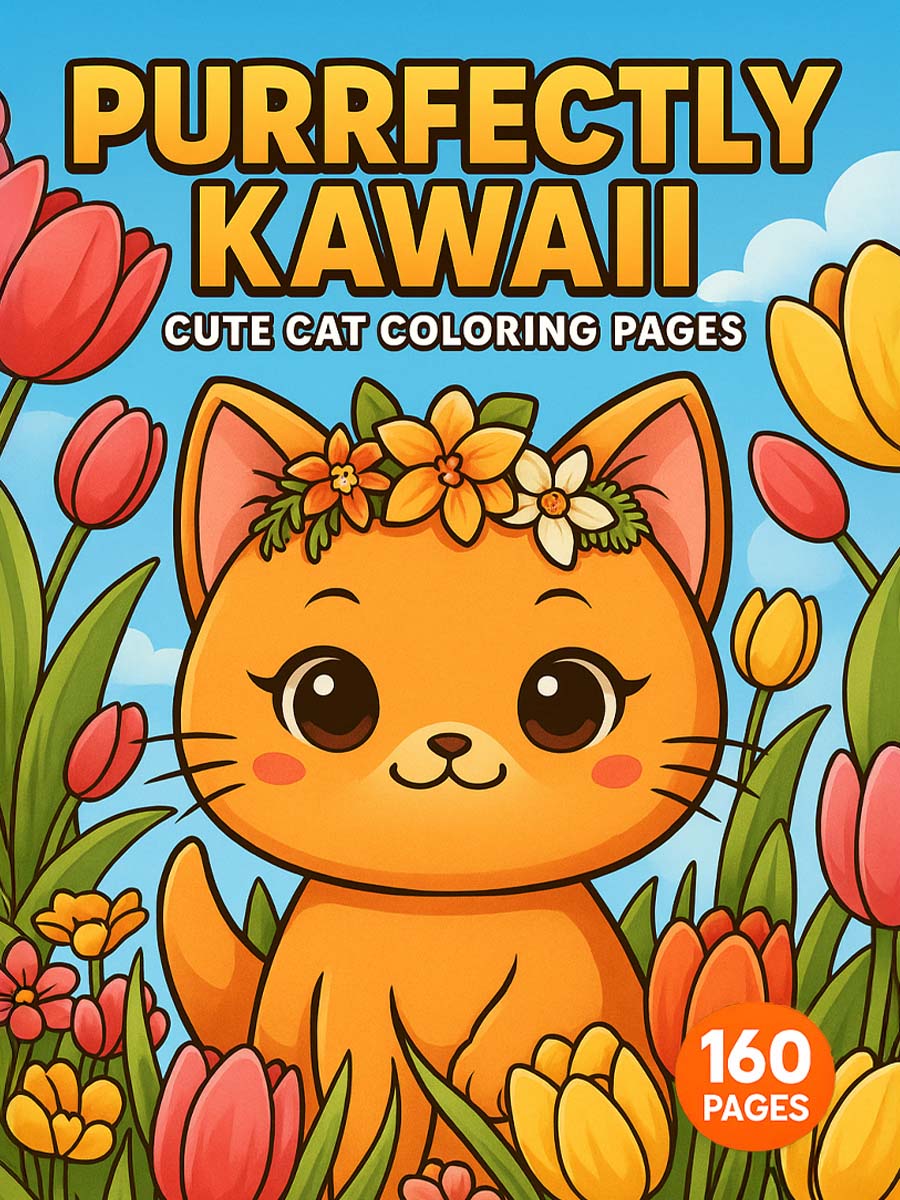Purrfectly Kawaii – 160 Cute Cat Colouring Pages
