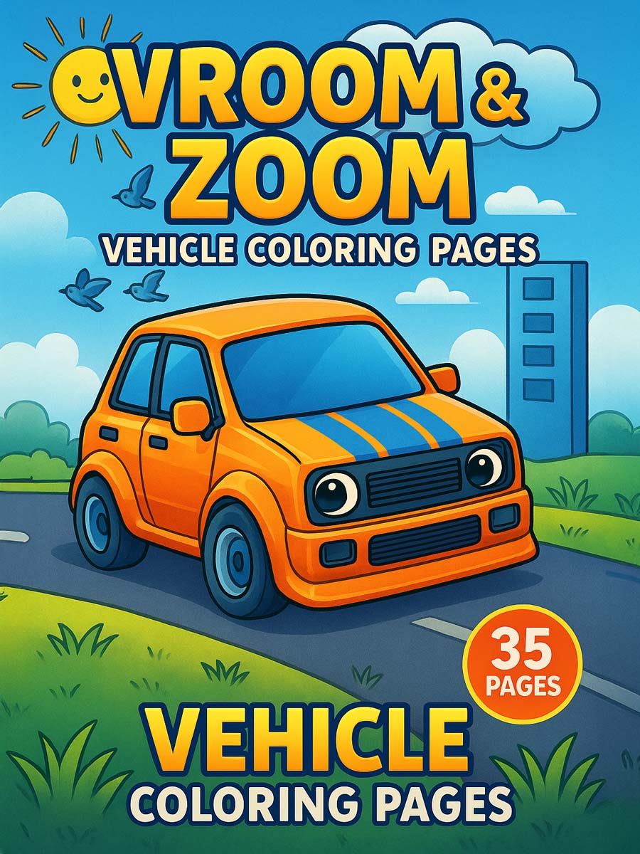 Vroom & Zoom – 35 Vehicle Colouring Pages